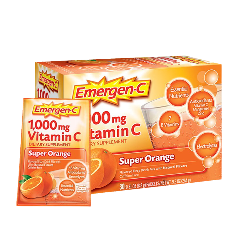 美国维生素c泡腾粉vc冲饮冲剂进口维c1000mg super orange 经典鲜 盒