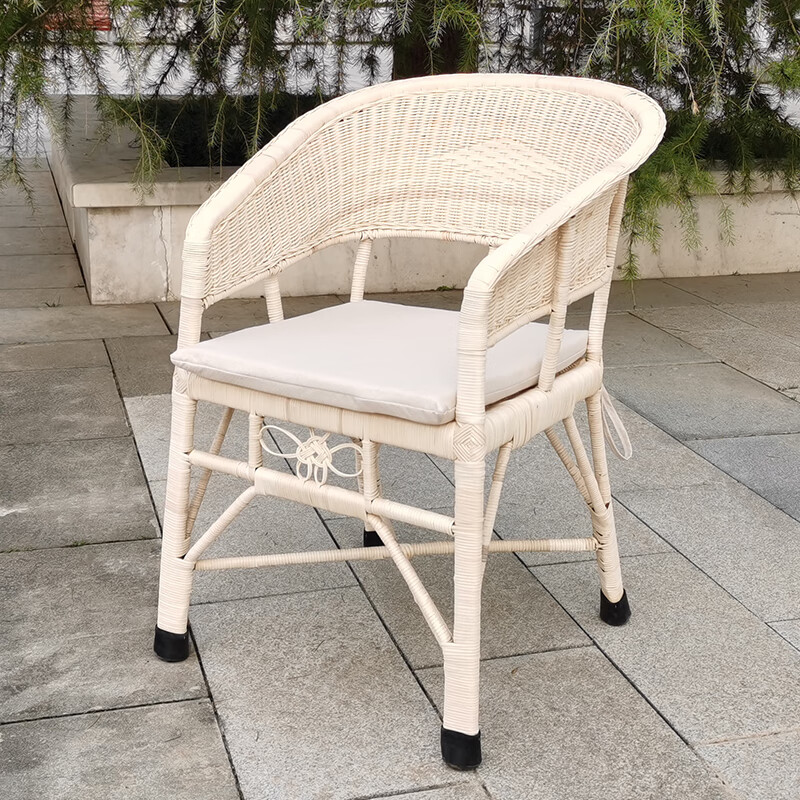 澳颜莱竹编藤椅复古风休闲 汉中真藤椅子中老年老款单人休闲阳台户外