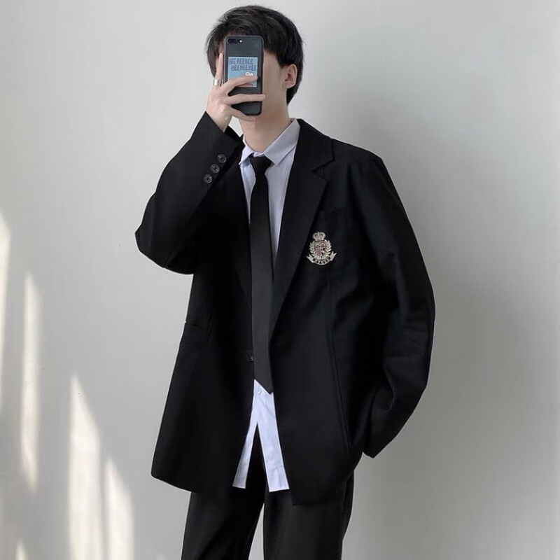 爵明威(juemingwei)学生西装男套装dk制服学院风休闲韩版潮流痞帅宽松