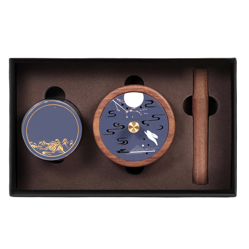 真靜坊 聞香識月節(jié)日禮品 胡桃木盤香盒沉香盤香老山檀組合禮盒套裝 聞香識月-40盤沉香+3克老山檀香+香爐