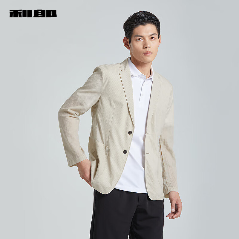 利郎空调服西服男外套轻薄凉爽皮肤衣24夏季 卡其色 180/92a