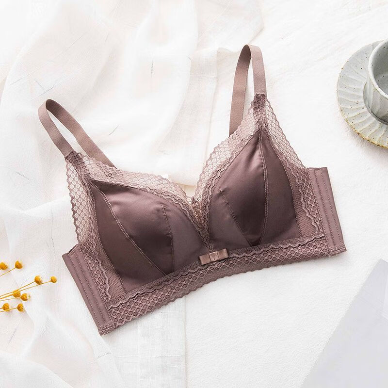 2021乳木棉抗菌小胸聚拢内衣女无钢圈调整型收副乳上托文胸罩 咖啡色