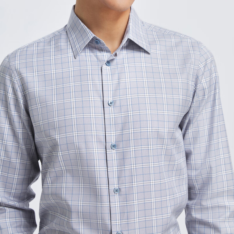 雅戈尔衬衫男士春夏青男长袖衬衫VLXD134839QJY 蓝色格纹VLXD134839HJY 38