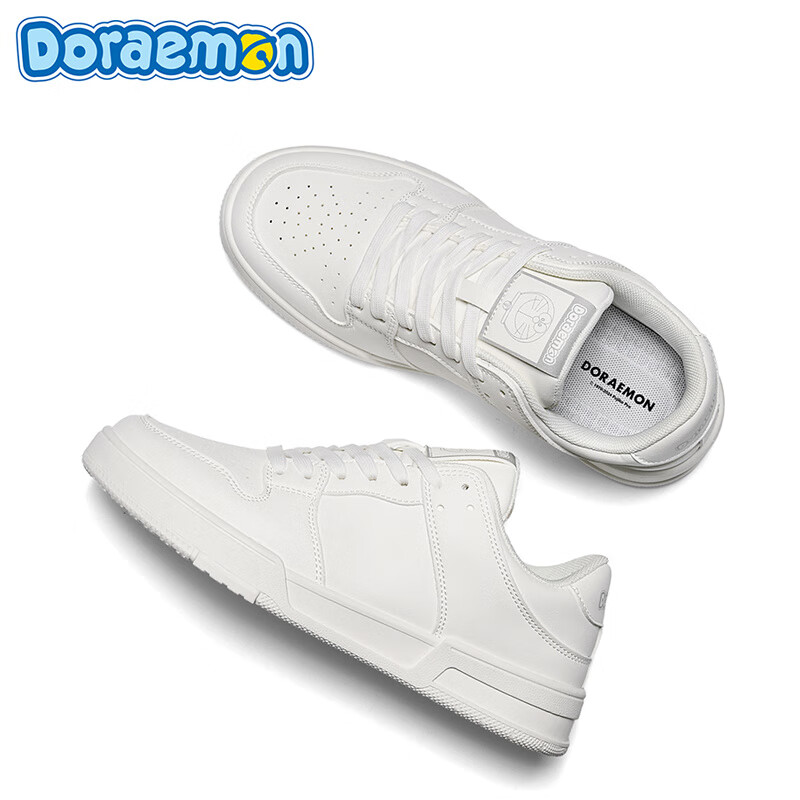 哆啦A梦男鞋板鞋男春夏新款经典百搭鞋子男防滑耐磨情侣款女鞋运动休闲鞋 复古白 40