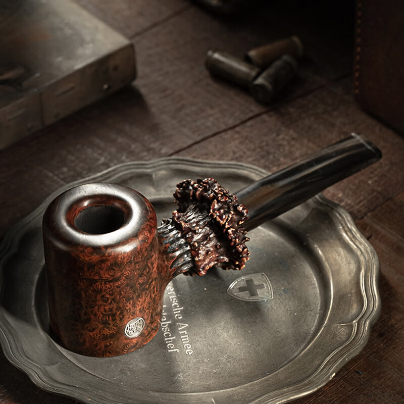 hans lee大汉烟斗原创印第安手持款手工直斗石楠木复古雕镶定12把