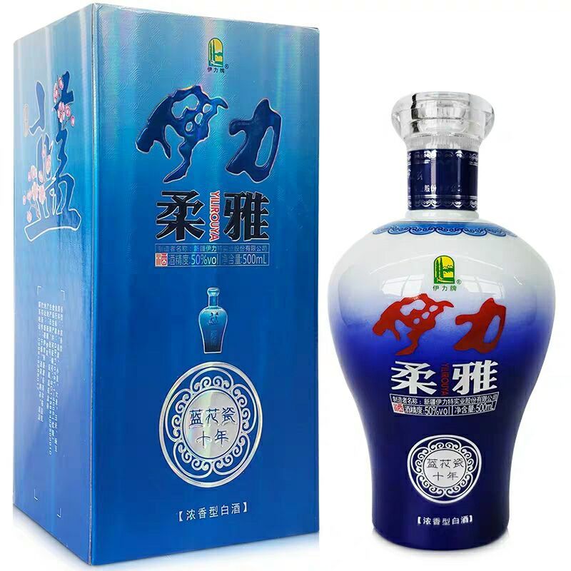 特伊力柔雅蓝花瓷浓香型粮食酒50度6