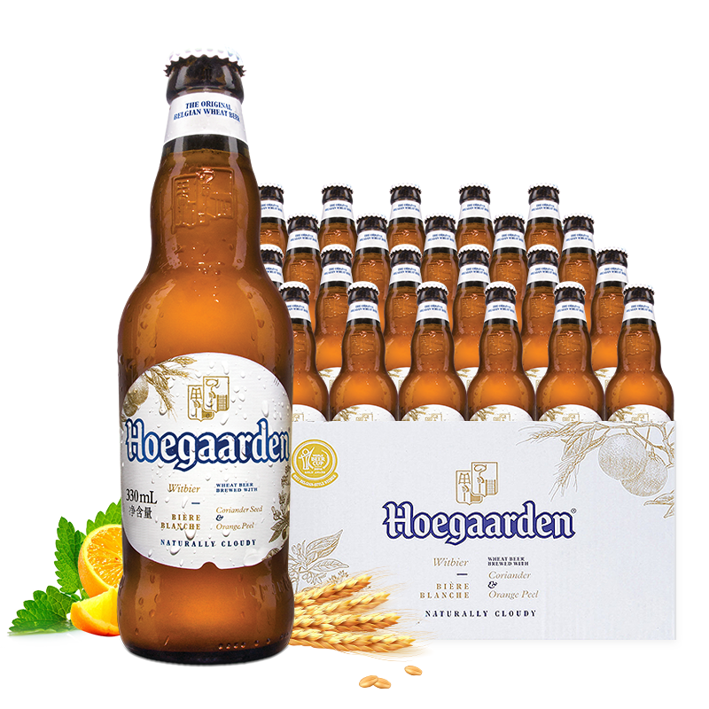 PLUS会员：Hoegaarden 福佳 小麦白啤酒 精酿啤酒 330ml*24瓶143元包邮