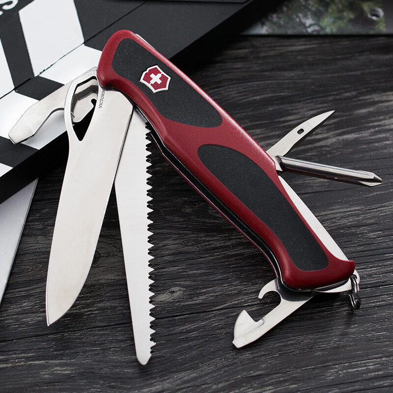 维氏(victorinox)瑞士军刀德莱蒙新骑士130mm多功能军士刀折叠刀 红黑