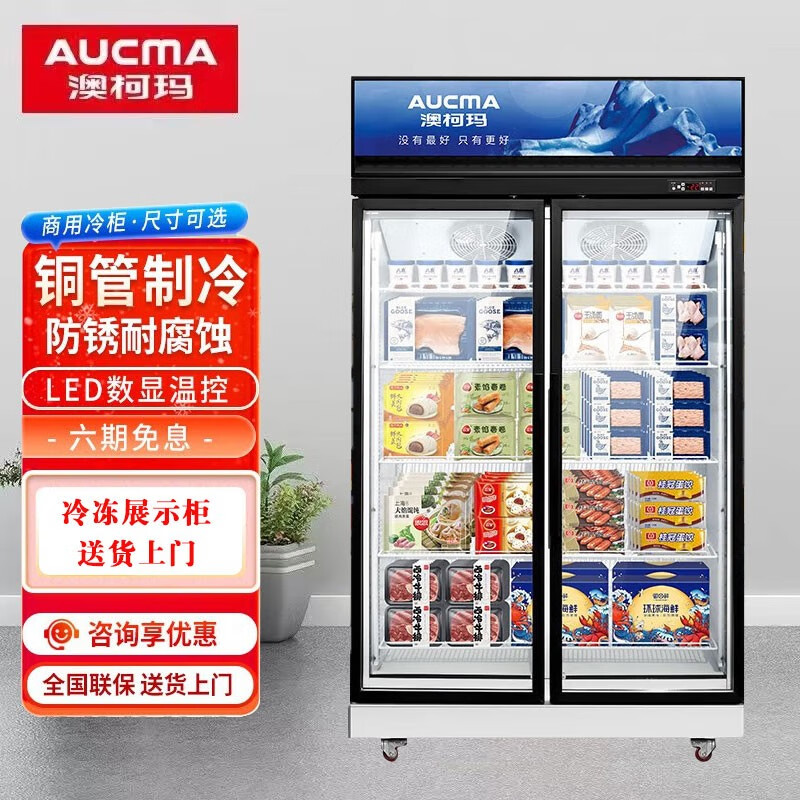 澳柯玛(aucma) 立式冷冻展示柜 商用预制菜展示柜速冻食品冷冻柜 海鲜