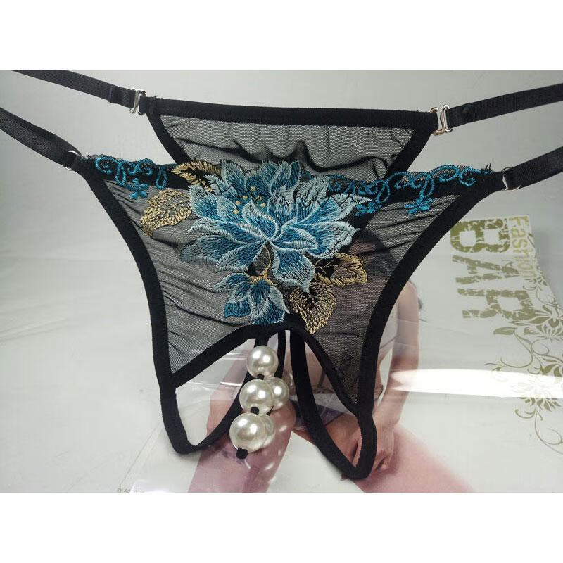 大珠珠珠珠子大码珍珠串珠按摩内裤 黑色 5颗大珠 调节码80-180斤可穿