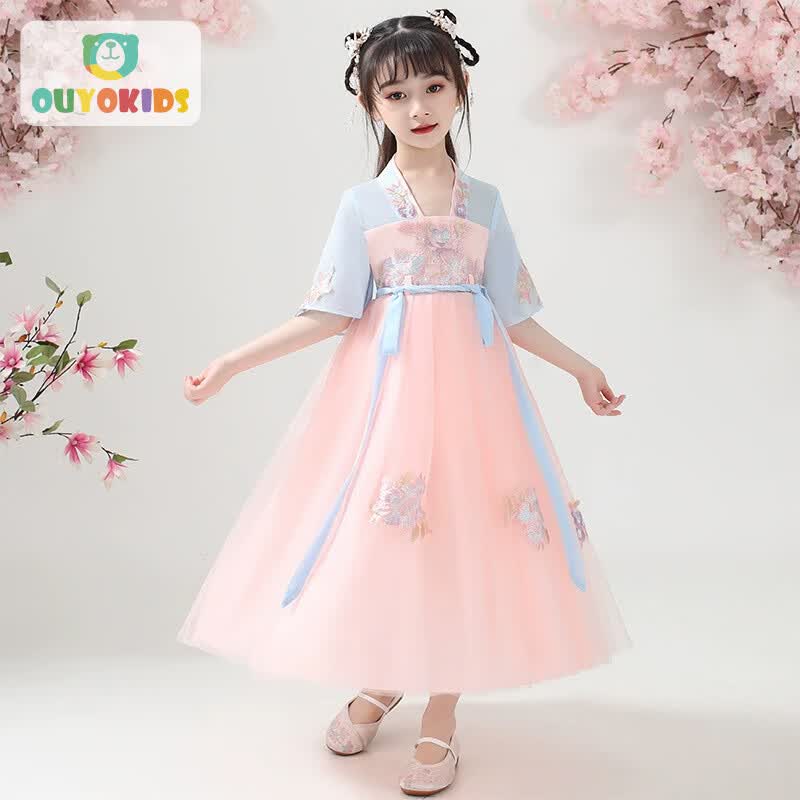 欧育儿童汉服女童连衣裙夏季薄款中国风表演服女孩礼物A103DX 140怎么看?