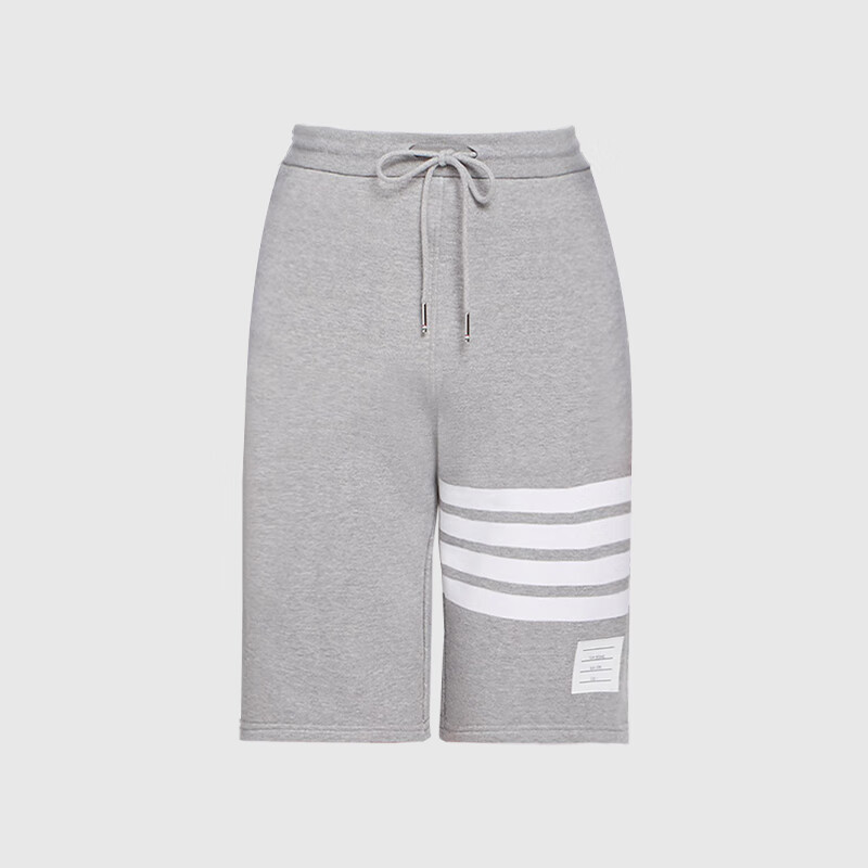男女同款运动休闲裤浅灰色四条杠情侣款纯色简约五分tb短裤 浅灰色 00