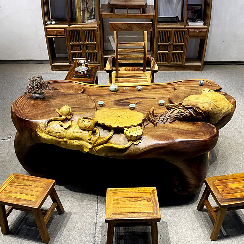 妙普乐根雕茶台树桩 胡桃木根雕茶桌原木家用茶海实木树根茶台木雕