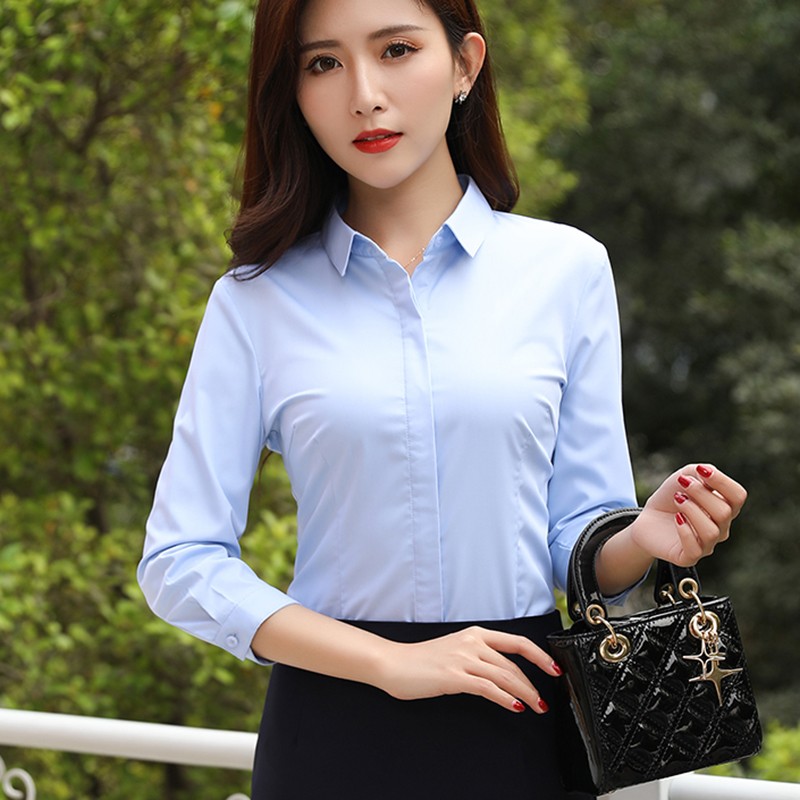 dgpz 衬衫女商务休闲七分袖衬衫免烫抗皱通勤工装面试服女装打底衫