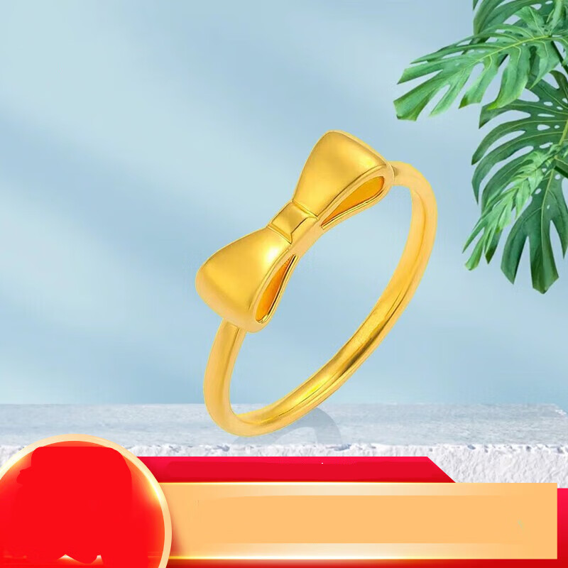 凤凰祥云黄金戒指蝴蝶结足金999指环可爱硬金七夕情女神节三八妇女节