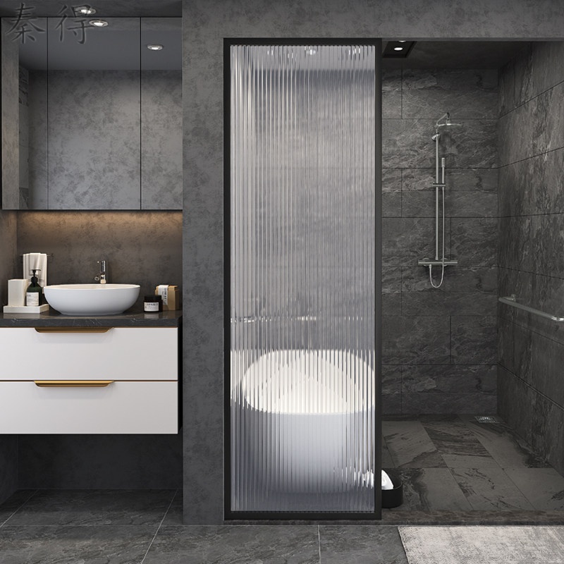 秦得 极简不锈钢长虹玻璃屏风隔断客厅入户玄关卫生间干湿分离现代