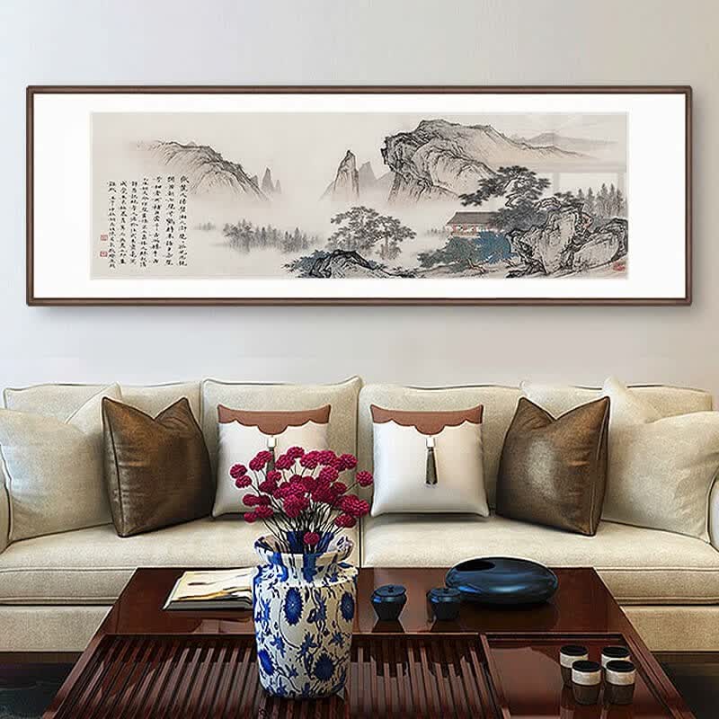 望云楼(陈少梅) 65*205cm(卡纸精裱,胡桃色框)