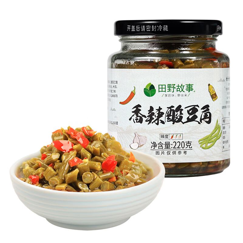 田野故事香辣酸豆角下飯菜酸菜拌面醬湖南特產(chǎn)豇豆咸醬菜泡菜 香辣酸豆角220g