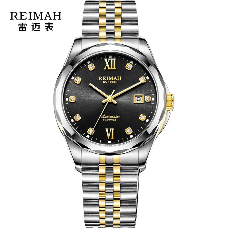 雷迈表(reimah)手表 乐章系列钢带自动机械腕表情侣款男表男表8053m m
