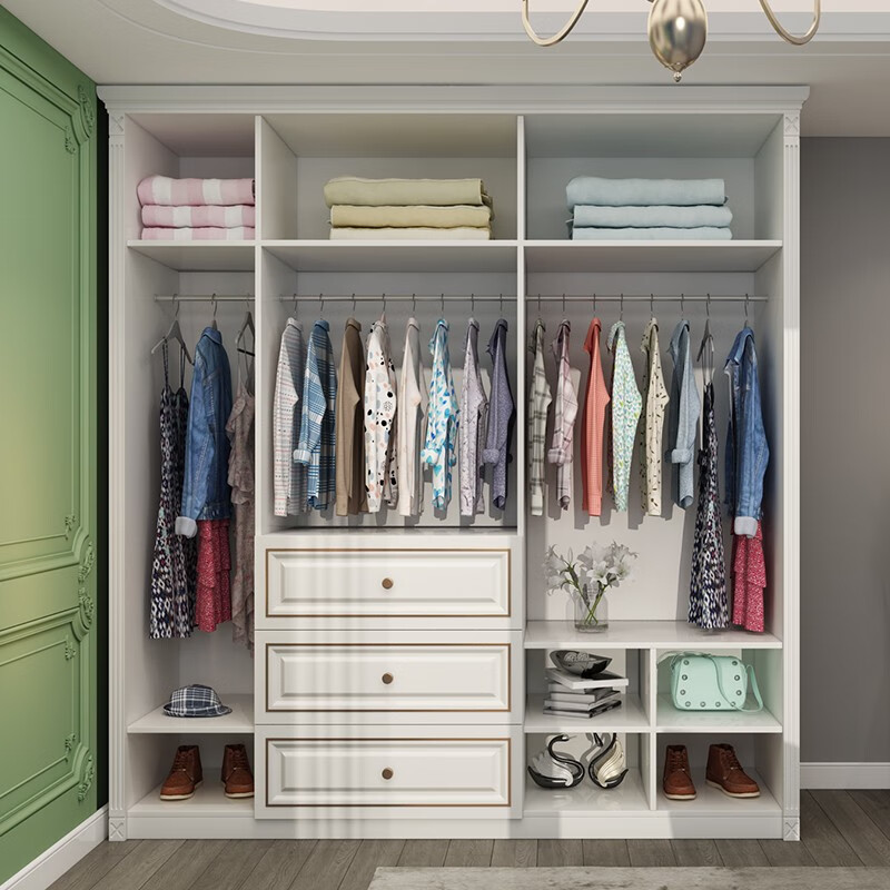 欧莎拉贝卧室衣柜现代简约实木开门欧式轻奢组装衣橱定制 宽2.2米*高2.4米*深0.6米 五门白色