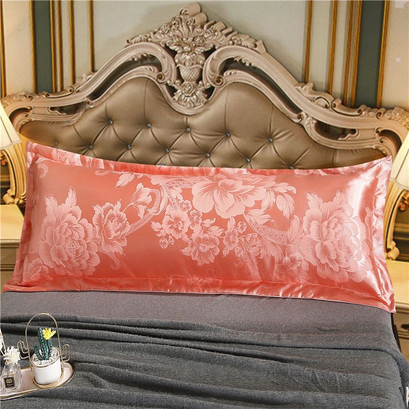 枕套长枕芯提花枕头套双人枕芯加长枕芯情侣双人枕芯套 莫奈庄园-红玉