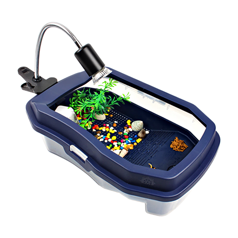 易萌 烏龜缸帶曬臺(tái)別墅養(yǎng)龜專用缸巴西龜塑料龜盆烏龜飼養(yǎng)缸 過(guò)濾式龜缸大號(hào)【禮包】+過(guò)濾器+燈架套餐+加熱棒