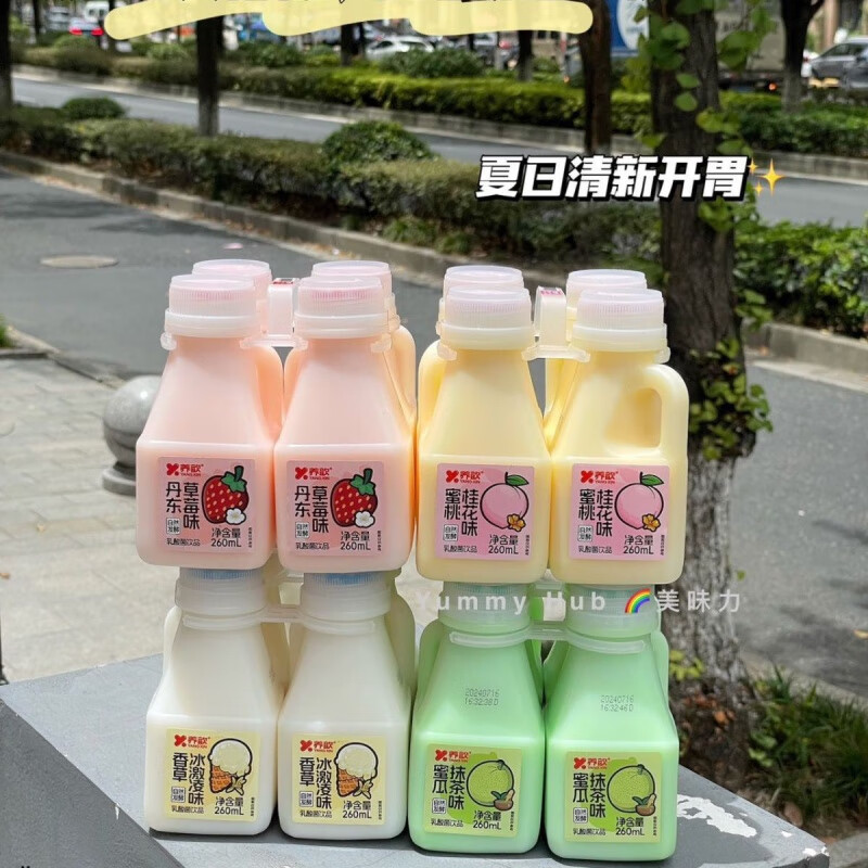 深生都乳酸菌飲品鈣奶烤奶乳酸菌益生菌椰子黃桃草莓哈密瓜258ml瓶裝飲 蜜瓜抹茶味 二提(八瓶)