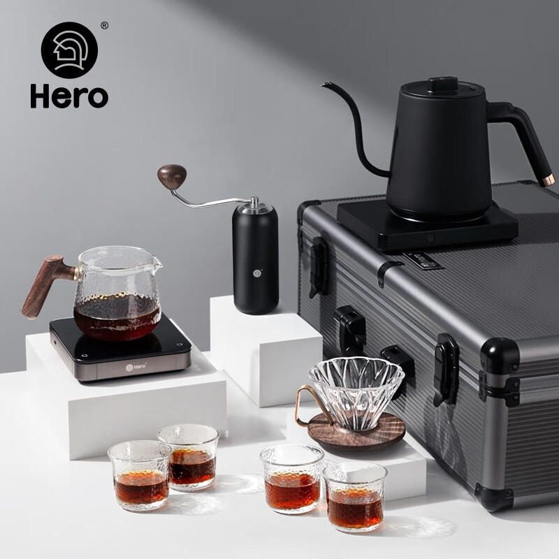 hero旗舰版手冲咖啡户外便携旅行箱手冲咖啡壶套装磨豆机咖啡机礼盒
