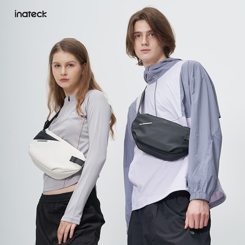 inateckX-lite单肩斜挎包胸包休闲运动风户外骑行包防水保护便携礼物实用 暗夜黑
