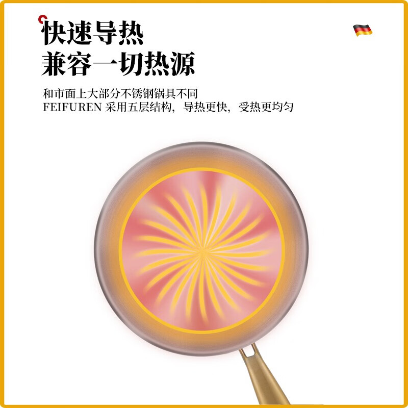 菲夫人（FEIFUREN）锅具套装家用厨房锅套装组合煎炒锅蒸锅汤锅高压锅铸铁锅炉灶通用 菲夫人10件套钻石套装 10件套