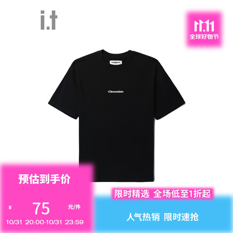 :CHOCOOLATE it 情侣款短袖T恤2023夏季新品基础休闲多色半袖 BKX/黑色 L怎么看?
