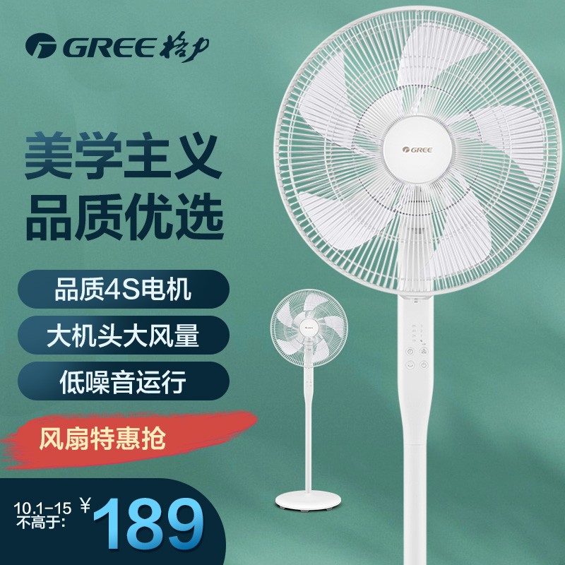 格力（GREE）新品五叶大风量电风扇/落地扇/低躁节能遥控风扇/极简电扇 家用通风电风扇 FD-40X77Bh5