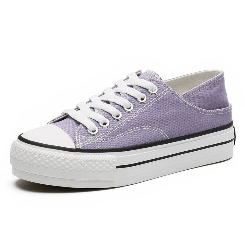 勒足无跟帆布鞋女半拖式女鞋半拖女春季新款厚底帆布鞋韩版女半拖紫色