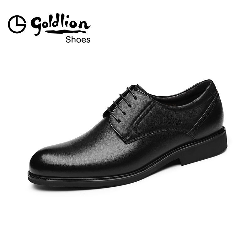 金利来（goldlion）男鞋正装商务休闲鞋舒适轻质透气时尚皮鞋580830571ADA-黑色-40码