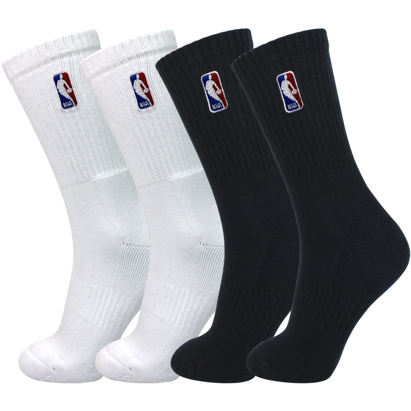 NBA品牌高筒篮球袜男士加厚吸汗毛巾运动袜2双装