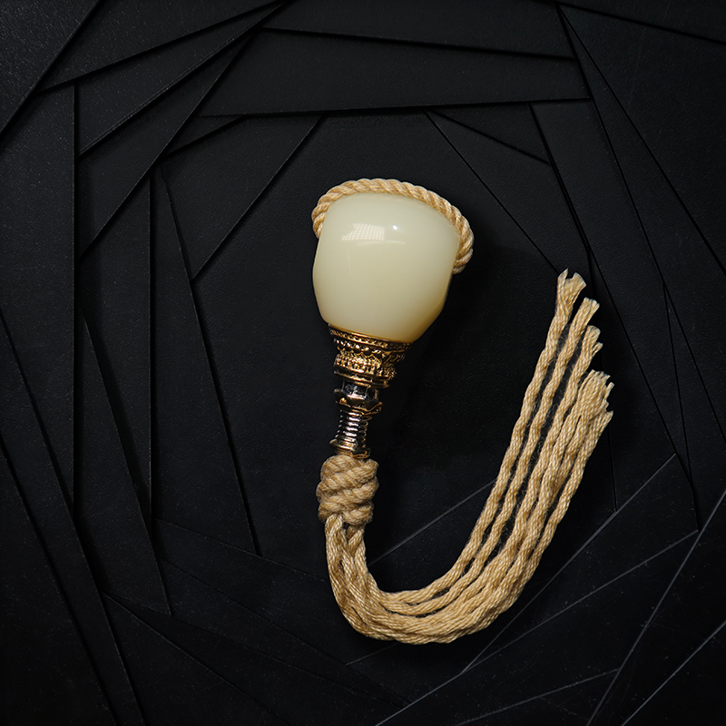 帛灵 老雪巴古法琉璃 榫卯白色三通佛头 星月菩提金刚柏香diy配饰配