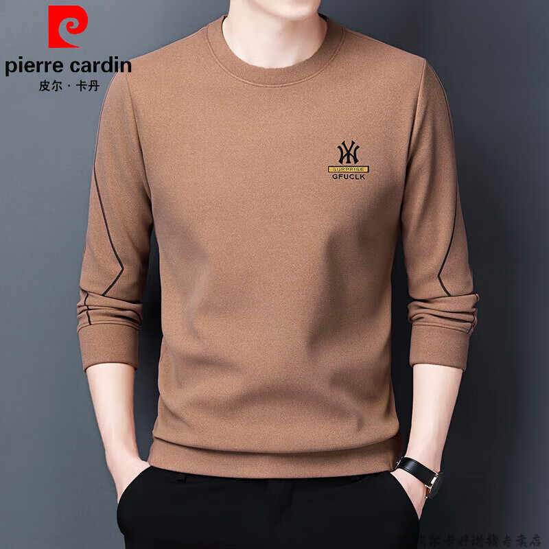 皮尔卡丹（pierre cardin）品牌卫衣男春秋款圆领男士纯棉长袖t恤男休闲宽松打底衫上衣潮流T 长薄款7729驼色 180/2XL 建议155-170斤使用感如何?