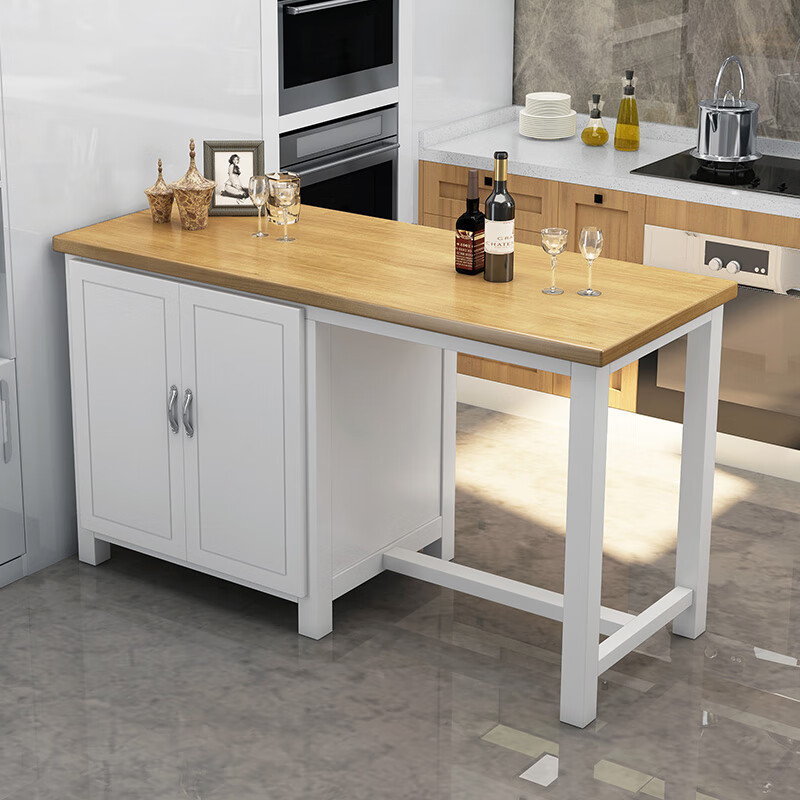 喜迪菲(xidifei)开放式实木家用厨房吧台中岛备餐台料理台操作台简易