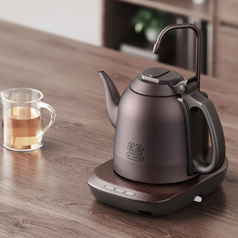 吉谷（K·KOU）烧水壶电水壶 紫檀棕火山岩自动上水智能恒温多功能家用电热水壶茶台电茶炉煮水壶茶具茶盘 1.2L TB009G【半自动 紫檀棕】