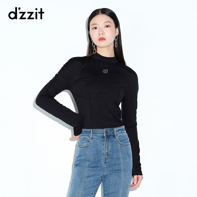 春休闲时尚运动拼接修身弹力小上衣女3d4d5151b 黑色 m