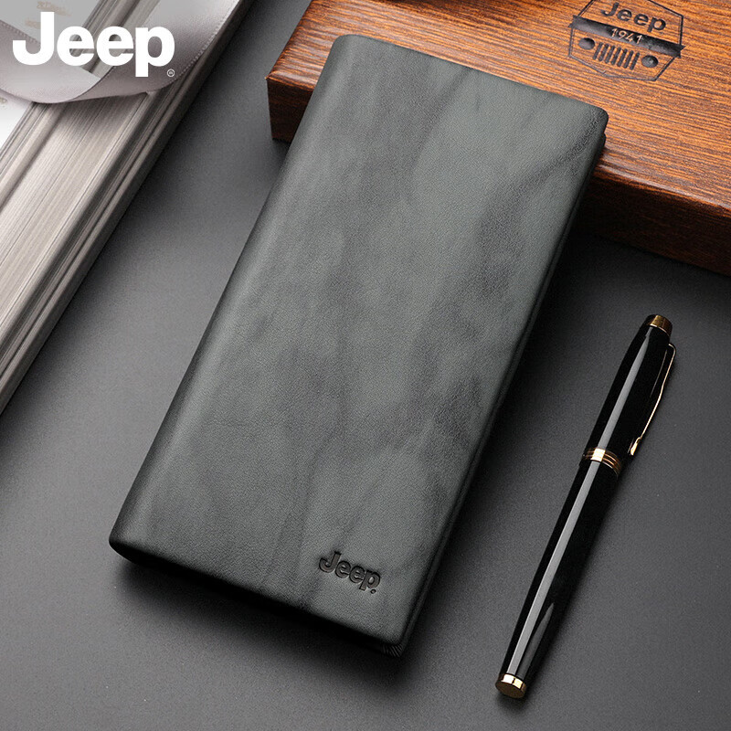 Jeep钱包男士长款大容量真皮钱夹商务休闲多卡位皮夹青年卡包 生日礼物送男友送父亲