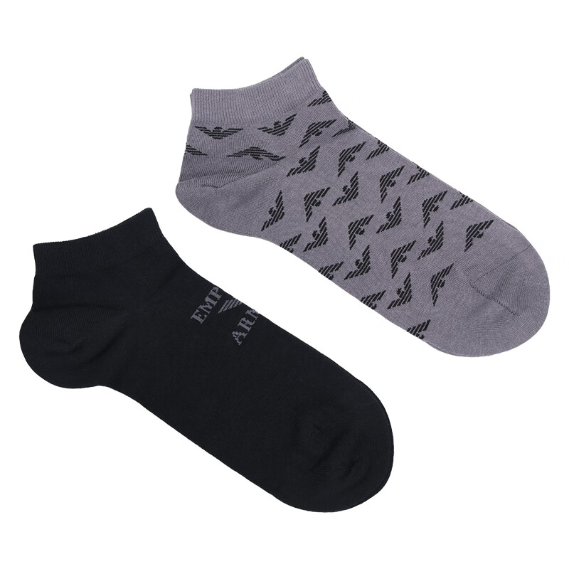 阿玛尼(armani)男士两双装 ea鹰标及踝短筒袜子 302228 3f292 黑灰