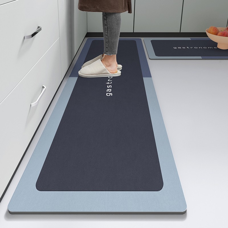 宝丽彩 长短搭配软硅藻泥厨房垫吸水防油地垫防滑家用脚垫 gastron-蓝