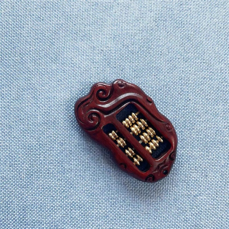 帛灵紫檀木如意算盘雕刻算盘手把件 紫檀算盘小挂件 紫檀木小算盘