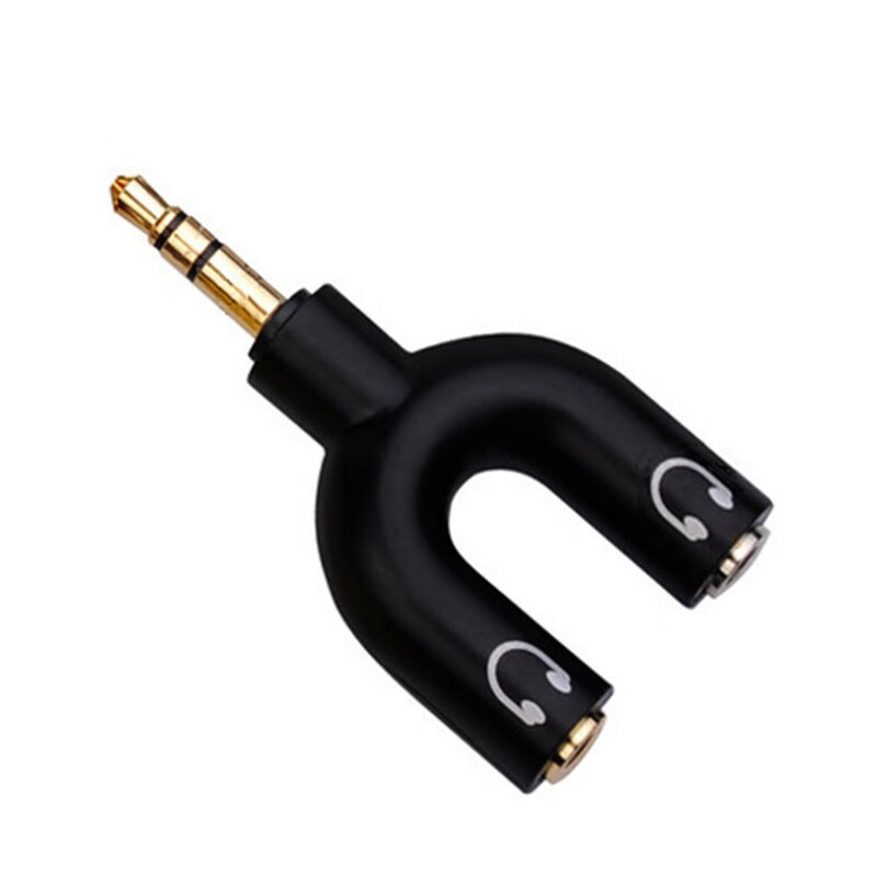 一葉蘭 3.5mm耳機(jī)一分二分線器 手機(jī)電腦平板 音頻線1分2雙人情侶耳機(jī)轉(zhuǎn)接頭轉(zhuǎn)換器共享線音頻轉(zhuǎn)接頭 黑色