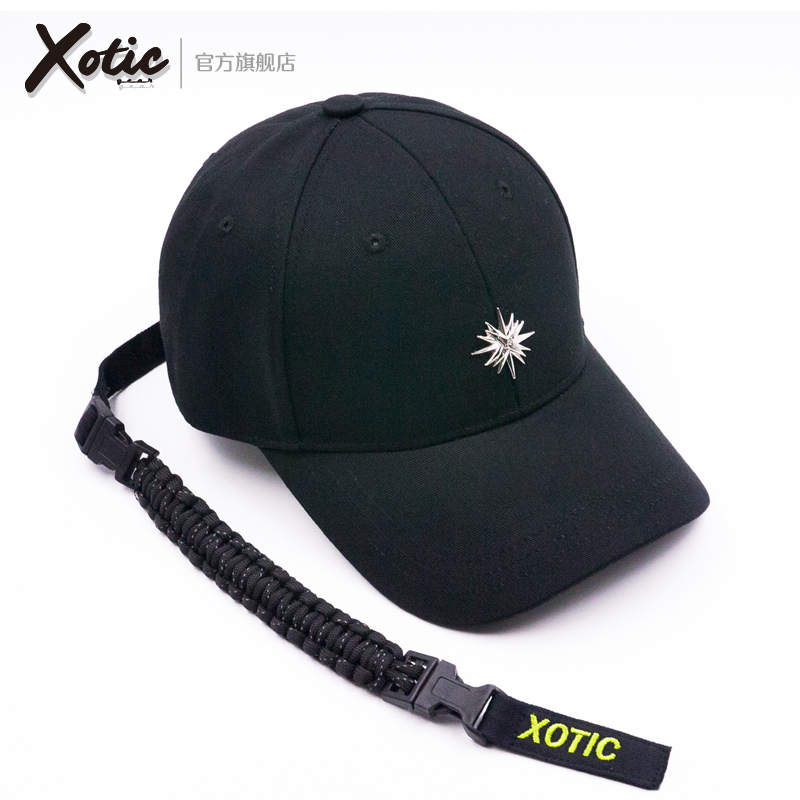 Xotic官方 刘宇宁同款 伞兵绳带可拆鸭舌帽 芒星标志台湾男女棒球帽 黑色