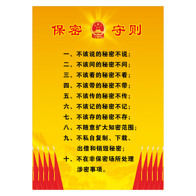 安全保密教育宣传挂图宣传画军队部队保密守则宣传栏墙贴画防水贴纸