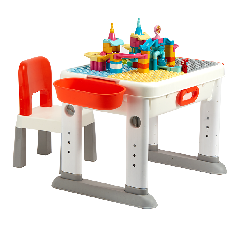 布鲁可积木桌椅大颗粒儿童积木桌多功能拼装玩具男孩女孩创意拼插积木百变布鲁克桌生日礼物桌面系统 大颗粒创造板积木桌+滑轨包（3-6岁）