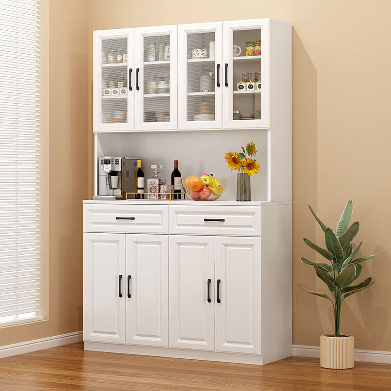 奢概念2025新款餐边柜一体靠墙高低柜子简易茶水柜客厅置物柜厨房储物柜 B款高级灰+暖白 现货即发 送货入户