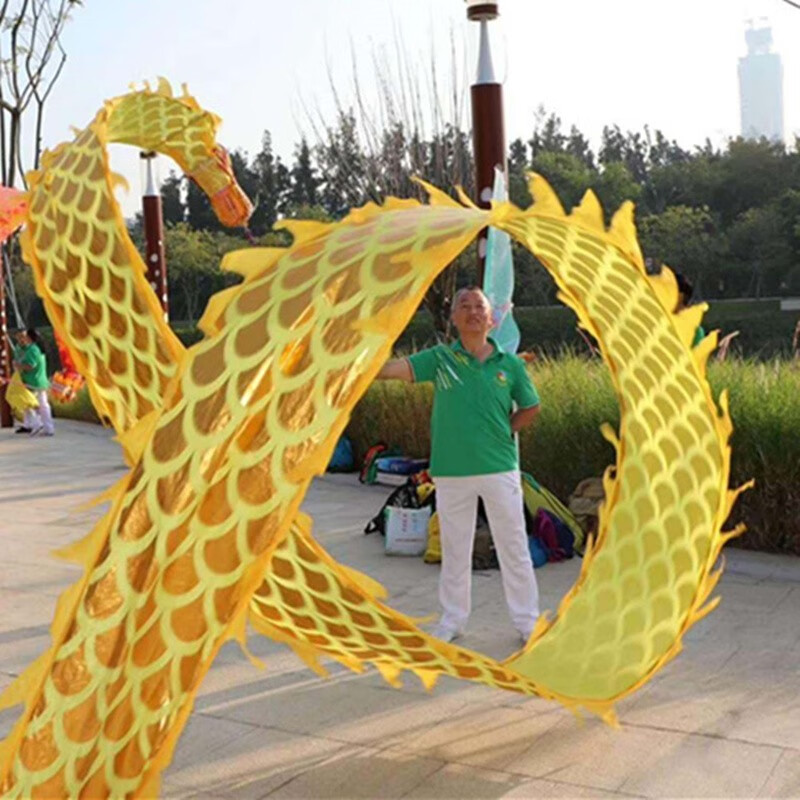 华铃单人空竹龙灯甩龙立体龙头彩带彩带龙健身舞龙广场舞龙彩带龙3d